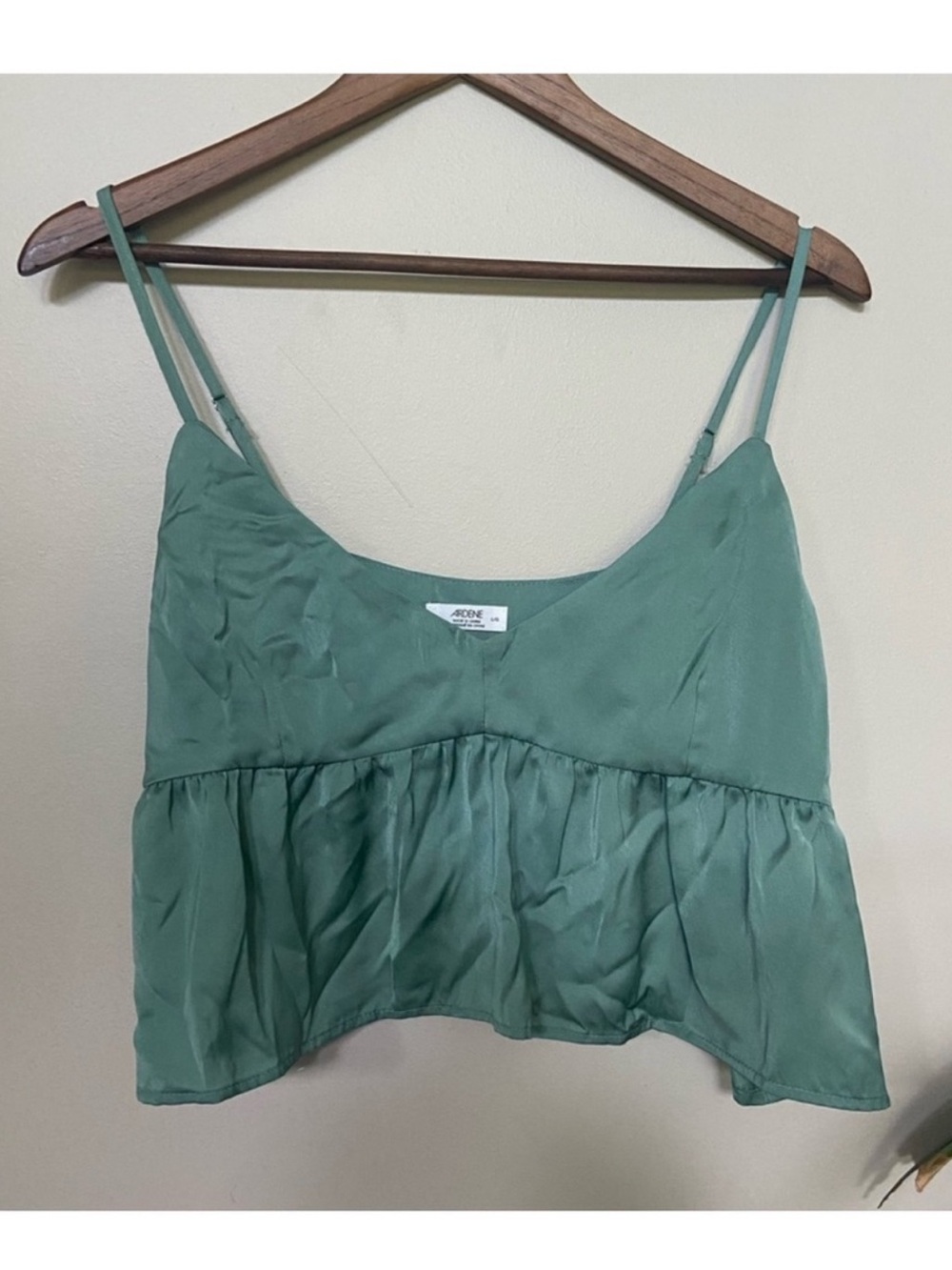 Ardene, silky green babydoll crop top